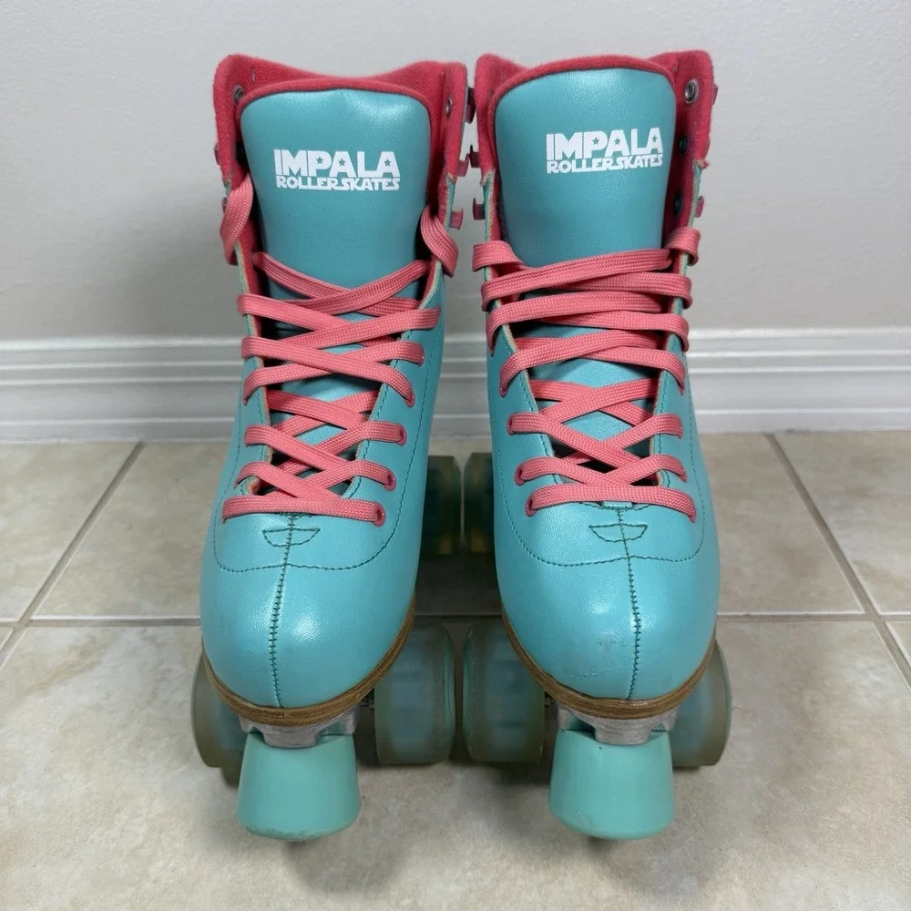 Impala Rollerskates Sidewalk Aqua Pink Quad Roller Skates Women's Size 7 EU 38
